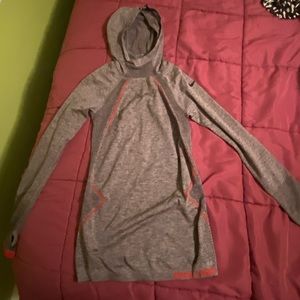 Grey with Red Accents Nike Pro Running Hoodie